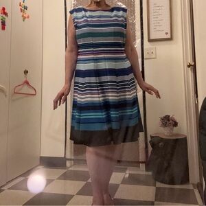Dress Barn Striped Sleeveless Fit n Flare Dress which Flows Beautifully.